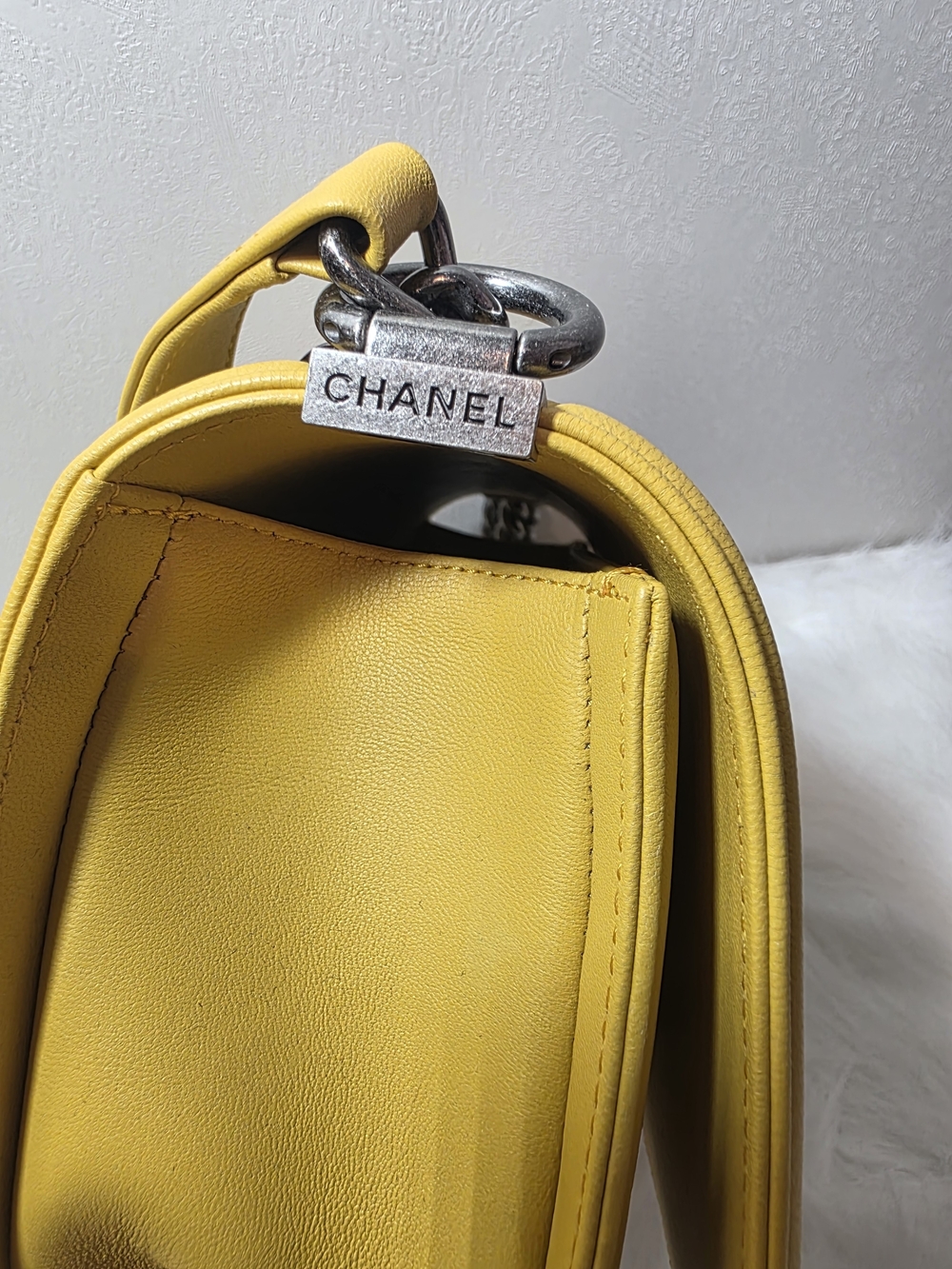 CHANEL Yellow Leather Shoulder Bag